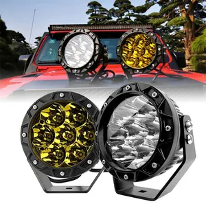 Farol de condução off-road para veículos e tratores, luz redonda 4x4 LED 5,5 7 9 polegadas, novo estado