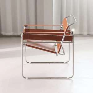 Fauteuil d'appoint en <span class=keywords><strong>cuir</strong></span> orange italien, best-seller, structure en acier, design nordique pour hôtel et salon moderne - Product Image 4