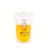 Pochette en plastique transparente pour boissons et jus, réutilisable, avec bec verseur, emballage liquide, pochette debout avec logo personnalisé