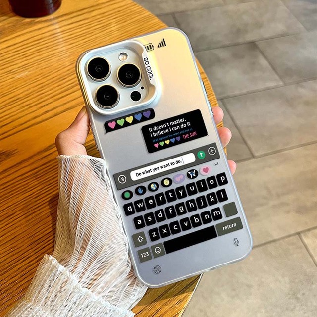 Creative Keyboard Printing Electroplated Silver Key TPU PC Mobile Phone Cover Case for Iphone Xs 11 12 13 14 15 16 17 18 Pro Max