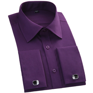 Chemises habillées rayées pour hommes à manches longues avec poignets mousquetaires et boutons – Vêtements formels blancs personnalisables - Product Image 4