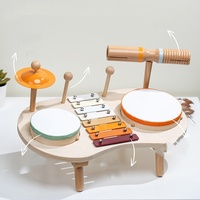 Wholesale Wooden Musical Instrument Set with Xylophone Drum Percussion Educational Toys for Kids