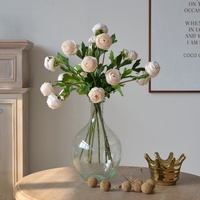 Fleur artificielle de renoncule de haute qualité en gros, 3 têtes, tissu de soie, moderne, fête des mères, remise de diplôme, fête à domicile, mariage
