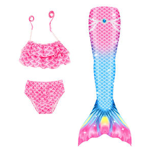 Ensemble trois pièces bikini queue de sirène pour filles avec coquillages, en mousseline dégradée, nouvelle collection, vente chaude transfrontalière - Product Image 4