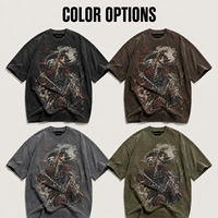 T-shirt graphique vintage délavé personnalisé IKDEER, coupe oversize en coton à manches courtes pour marque streetwear, commande en gros