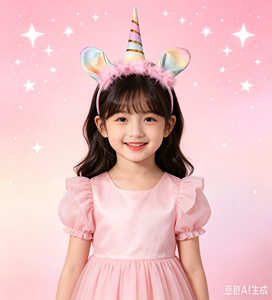 DAMAI Fournitures de fête d'Halloween Accessoire photo de cosplay Thème licorne Jouet pour enfants Bandeau rose pour fête d'anniversaire pour déguisement et défilé - Product Image 2