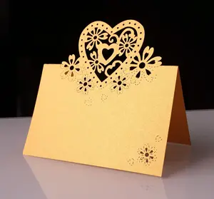 Mu Bruiloft Laser Gesneden Partij Gunst Decor Plaats Tafelkaarten Liefde Hart Uitgeholde Vlinder