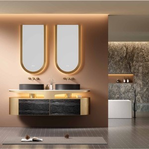 Bokejia Sanitary Ware Bathroom Vanity Unit Stainless Steel Countertop 900x550 With <b>Mirror</b> Cabinet And <b>Led</b> <b>Light</b> Modern Design - Product Image 1