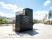 Quiosco Modular de 3 Niveles para Centro Comercial o Uso Comercial en la Calle, con Balcón, Escaleras y Diseño Personalizado con Estructura de Acero