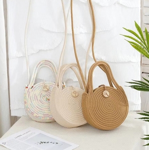 Nouveaux sacs à bandoulière pour femmes mignon coton corde <span class=keywords><strong>sac</strong></span> à main Style à la mode forme ronde <span class=keywords><strong>sac</strong></span> à bandoulière été tissé tressé <span class=keywords><strong>sac</strong></span> fourre-tout - Product Image 2