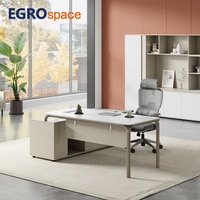EGROspace Bureau de direction de luxe élégant en forme de L avec armoire pour PDG, directeur et manager