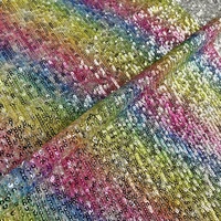 Vêtements de luxe de haute qualité, pièces, tissu à paillettes en maille arc-en-ciel avec impression personnalisée