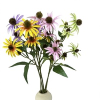 Bouquet de fleurs artificielles en soie faites à la main, style moderne, marguerites de couleurs mélangées, longues tiges, pour décoration de mariage, maison et hôtel