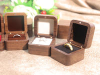 Boîte à bague de fiançailles carrée écologique en bois de noyer noir, mini boîte à bijoux pour mariage, diamant