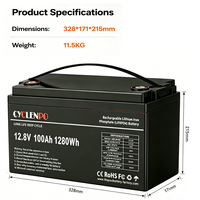 Baterai LiFePO4 12V 100Ah dengan Bluetooth BMS CAN RS485 Baterai Lithium Pintar untuk Pemantauan Aplikasi Seluler Solar RV UPS.