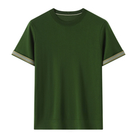 Camiseta de Manga Corta para Hombre, Cuello Redondo, Tejido Fino 100% Cachemira, para Verano