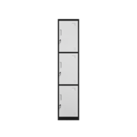 Casier à trois portes bicolore noir et blanc, armoire de rangement moderne en métal pour bureau, école, salle de sport et personnel