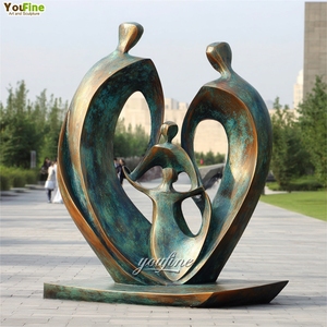 Statue de famille aimante en bronze abstrait grandeur nature, sur mesure, pour jardin extérieur, art commémoratif, décoration - Product Image 6