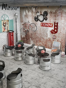 Tavolo <span class=keywords><strong>e</strong></span> <span class=keywords><strong>Sedie</strong></span> da Bar in Acciaio Stile Industriale Creativo a Forma di Barile <span class=keywords><strong>per</strong></span> Hotel, Ristoranti <span class=keywords><strong>e</strong></span> Uso Commerciale - Product Image 3