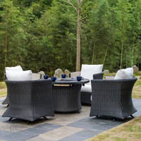 Meubles de jardin modernes d'extérieur, ensemble de meubles de patio en rotin et osier avec table à feu, ensemble de Ratan, meubles de jardin