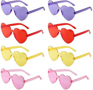 L615 Trendy Transparent Candy Color Eyewear Love Shaped Frameless <strong>Party</strong> <strong>Glasses</strong> Heart Shaped Oversized Rimless Sunglasses - Product Image 1