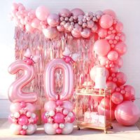 Balon Foil Angka Pink 40 Inch Dengan Pita Dekorasi Pesta Ulang Tahun Tiang Pilar Balon Mylar Grosir