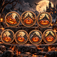 Pièce de monnaie d'imitation en cuivre pur 999 de 1 oz, électroplaquée, série Halloween, citrouille souriante, relief 3D, couleur UV, artisanat métallique