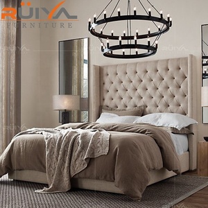 Gorgeous Hiện Đại Phong Cách Châu Âu Vải Cao Headboard Nữ Hoàng Kích Thước Giường Khung Và Nệm - Product Image 2