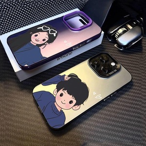 Cover per Smartphone con Simpatici Cartoni Animati e Coppia che si Trafigge i <span class=keywords><strong>Capelli</strong></span> per iPhone 16/15/14/13/12/11/Pro/Pro Max/Plus/<span class=keywords><strong>X</strong></span>/XS/XR - Product Image 4