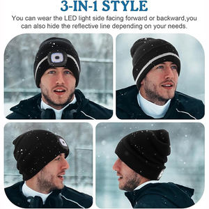 قبعة صغيرة قابلة لإعادة الشحن ذات شريط عاكس ، قبعة شتوية عالية الوضوح مع ضوء - Product Image 5