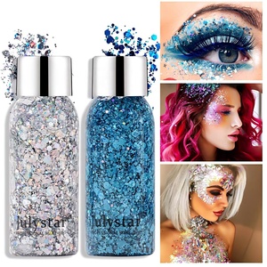 Vente en gros Julystar Gel à paillettes flash à haute teneur pigmentée Gel à paillettes pour le corps et le visage coloré pour le maquillage de scène sous forme de poudre - Product Image 1