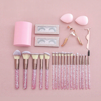 Ensemble de 25 pinceaux de maquillage Glitz and Glam avec strass, style professionnel, vente en gros, pinceaux de maquillage de luxe avec boîte cadeau