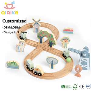 Qiaike - Juego de Vías de <span class=keywords><strong>Tren</strong></span> de Madera Premium Personalizado, Juguete Educativo de Bloques de Construcción para Niños, Ensamblaje DIY, Juego de Imitación, Directo de Fábrica - Product Image 1