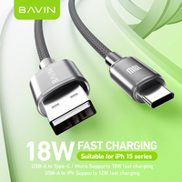 Câble de charge rapide USB Type C en nylon tressé BAVIN Wholesale CB303 18W pour téléphones portables