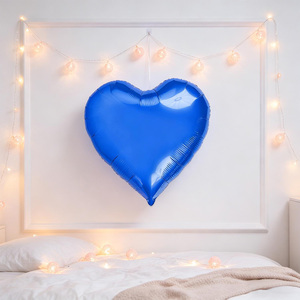 Ballon de mariage en aluminium bleu foncé en forme de cœur, impression numérique, facile à utiliser, 18 pouces (45 cm) - Product Image 3