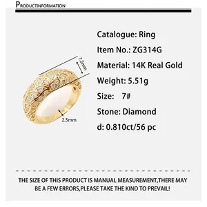 Echte 14K Gouden Lab Diamanten Band Ring Mannen Sieraden 14K Echt Gouden Ring Met Natuurlijke Diamant