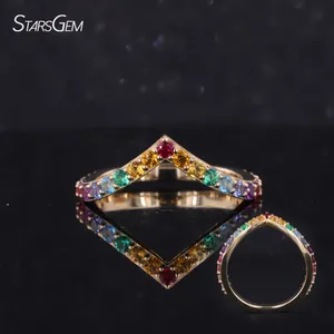 Starsgem Harga Murah pesanan kelompok moissanite safir dan batu permata lainnya cincin pelangi dari Demi