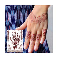 Autocollants de tatouage temporaire au henné rouge de haute qualité, motifs de tatouage au henné marron pour femmes