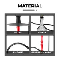Chicha en alliage d'aluminium de qualité supérieure, ensemble complet de luxe avec base en verre pour fumer le narguilé