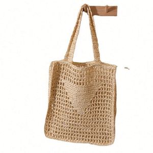 2023 New Arrival Summer Beach Crochet <b>Paper</b> Straw Bag Custom Logo Embroidery Hollow Design Fashionable Women's Handbag Two - Product Image 5