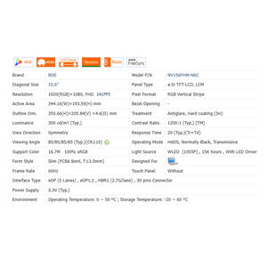 1200:1/F/C/9 300 Cd/<span class=keywords><strong>m</strong></span>² No Touch 15,6 "Pantalla LCD de 30 pines 1920*1080 WLED Nueva pantalla LCD para computadora portátil 99% SRGB - Product Image 6