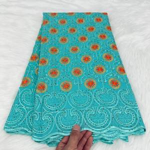 Tissus de coton africain classique de haute qualité grande dentelle de Voile suisse <span class=keywords><strong>en</strong></span> suisse café coupe à la main broderie tissu de Voile suisse - Product Image 5