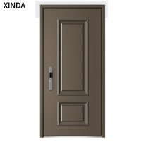 Porte d'entrée double style français Skyland en bois avec pivot en fer forgé et matériau en fibre de verre et acier