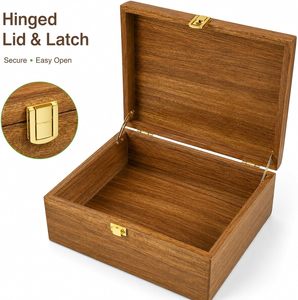 Caja de Madera de Acacia Personalizada, Caja de Recuerdos con Tapas con Bisagras, Bandeja Ajustable, Caja de Almacenamiento de Joyas de Madera - Product Image 2