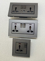 Interrupteur mural électrique 146 86 double prise 13A USB/Type-C en verre trempé blanc noir gris 250V 2 voies durable IP20 facile à installer