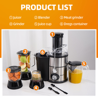 HALEY 4-in-1 Extractor Machine voor thuis en commercieel gebruik, sapcentrifuge voor vers fruit, sinaasappelpers, grote opening, koudpers sapcentrifuge