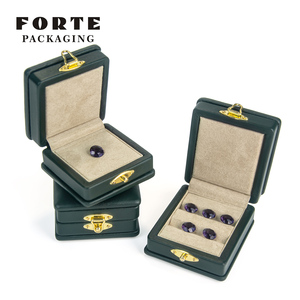 กล่องใส่เครื่องประดับเพชรพลอยหนังแท้สีเขียวหุ้มหนัง PU ยี่ห้อ FORTE - Product Image 6