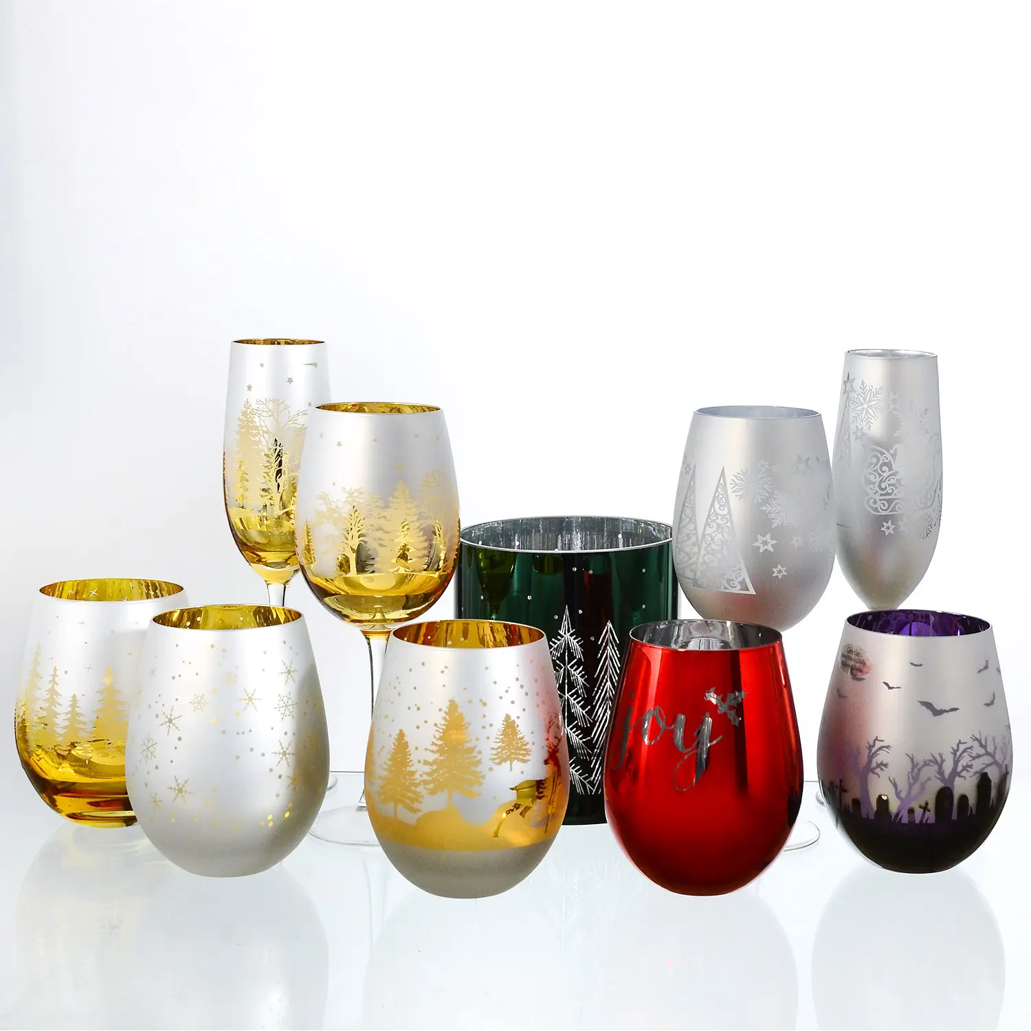 Samlife Wholesale Custom Unique Modern Luxury Hand Blown Colored Crystal Glass Goblet Christmas Red Wine Glasses