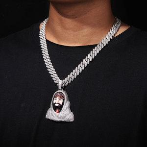 Nuevo collar con colgante de Jesús de Hip Hop para hombre, detalle de esmalte CZ completamente helado, joyería de moda, accesorio de moda en Stock - Product Image 5