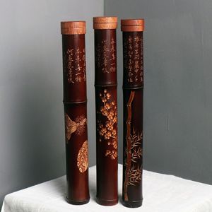 Hand Carved Bamboo Incense Tube 3pcs Set With Calligraphy And Floral Design For Home Office Aromatic Use - Product Image 4
